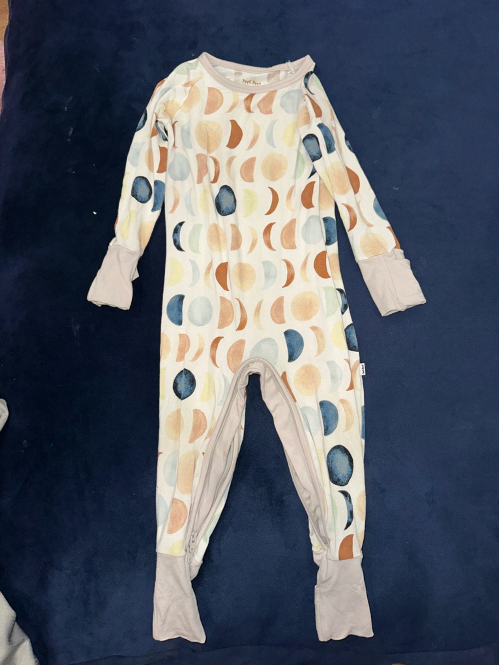 Little Sleepies Moon Phase Footed One-Piece in Cream, Blue, Tan